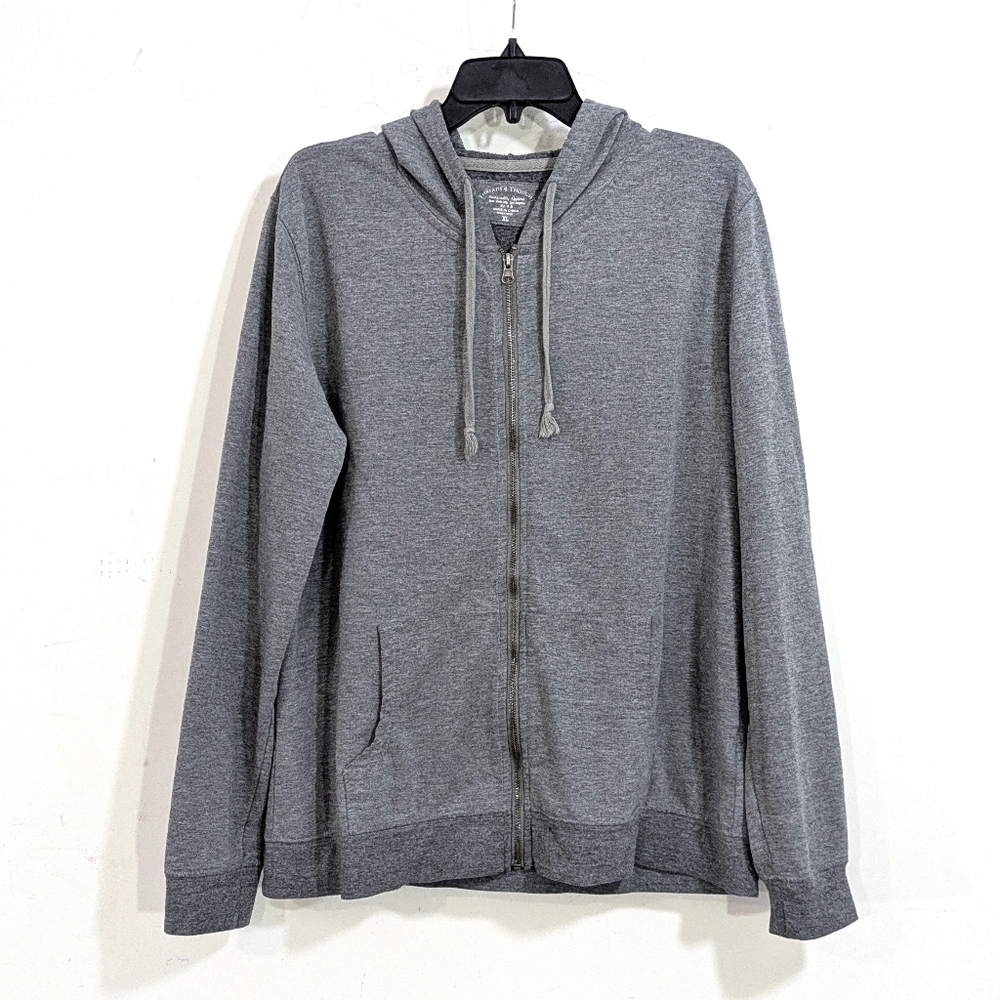 Threads 4 Thought Grey Zip Up Hoodie / Light Jacket - Size XL Mens Unisex